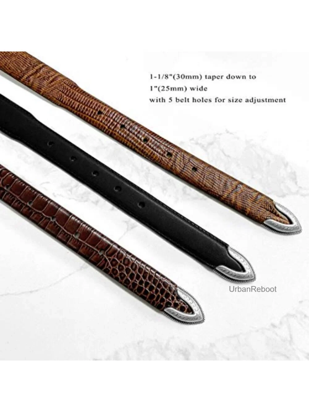 Genuine Full-Grain Cowhide Leather Dress Belt 30mm Tapered